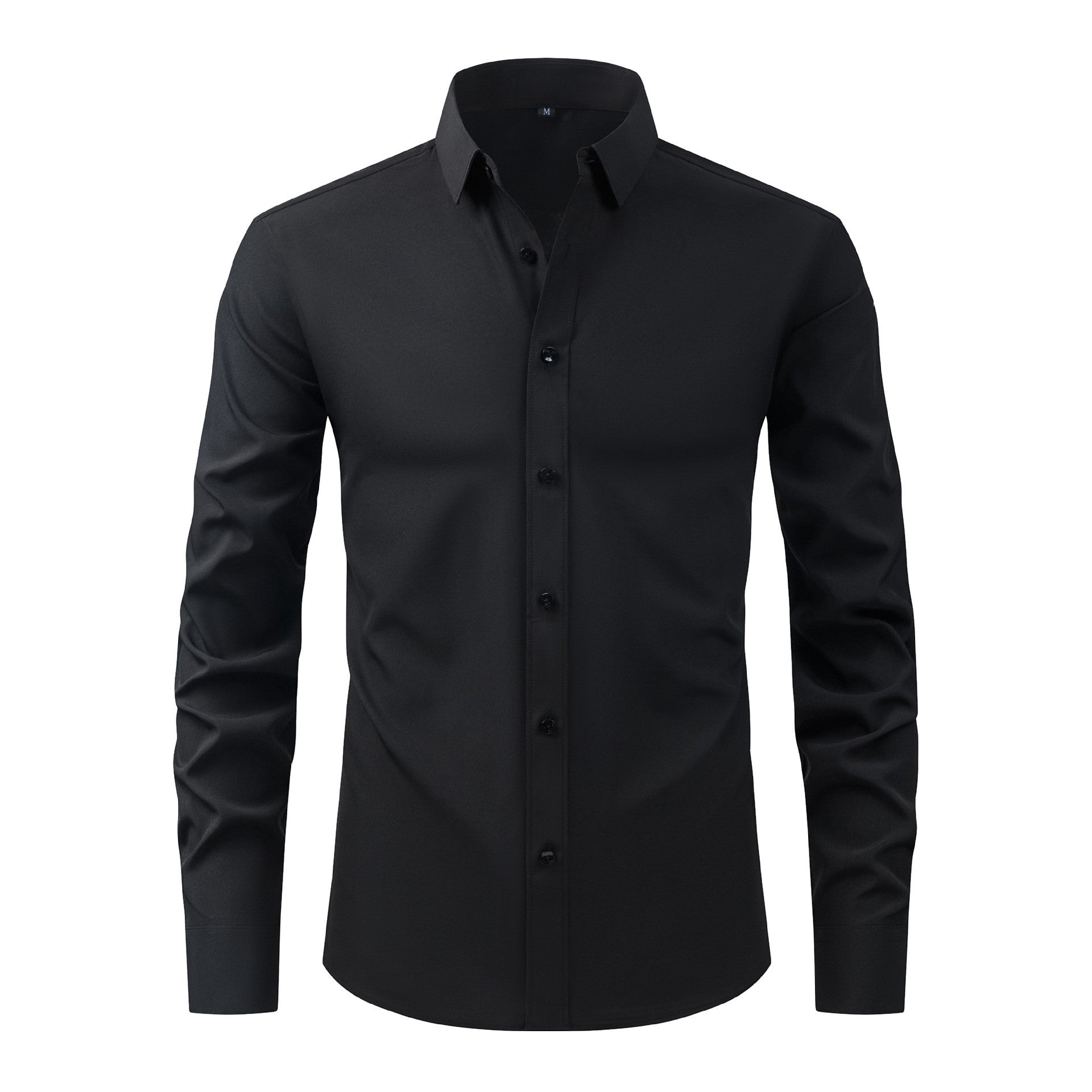 Full Elastic Force Natural Color Button Men’s Plus Size Shirt