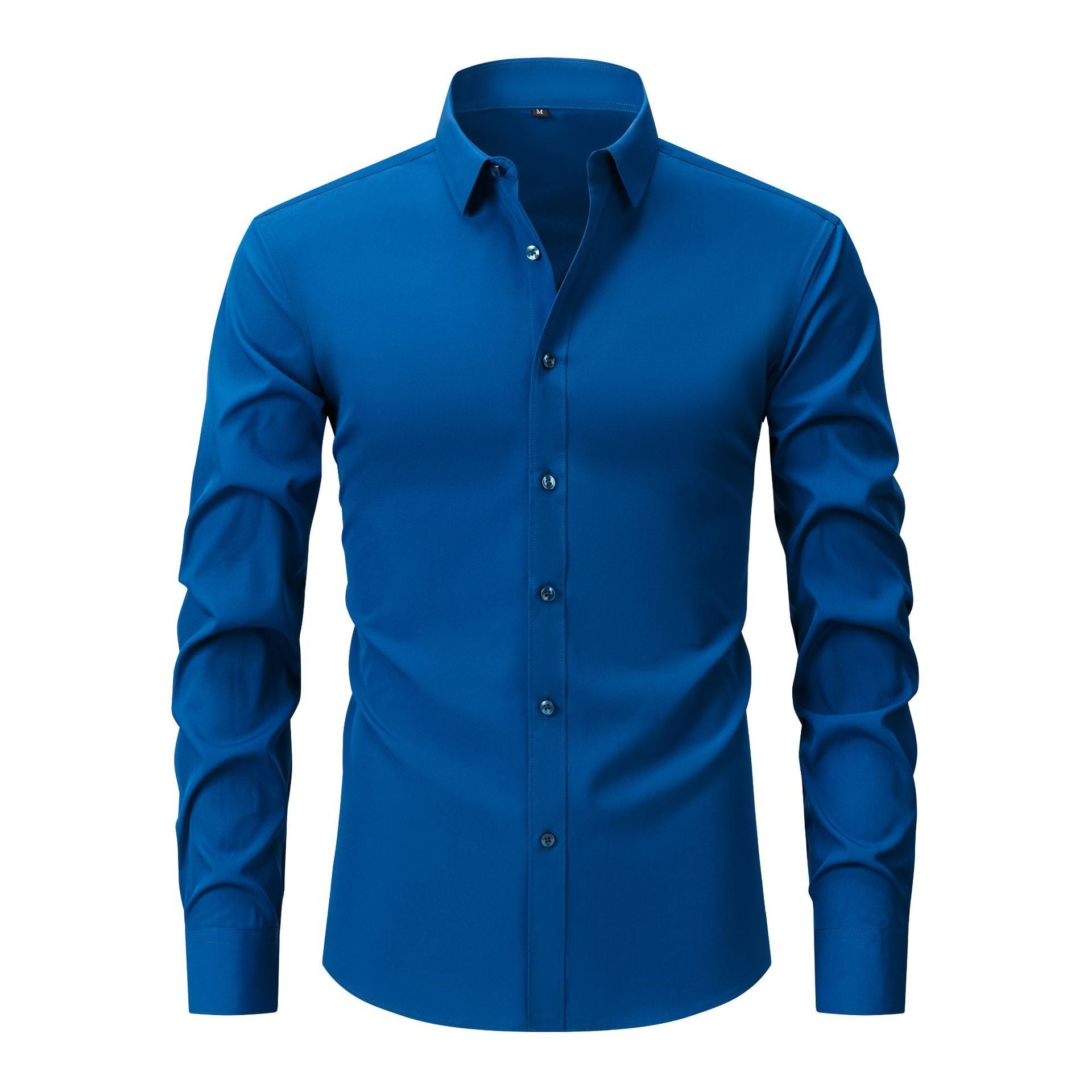 Full Elastic Force Natural Color Button Men’s Plus Size Shirt