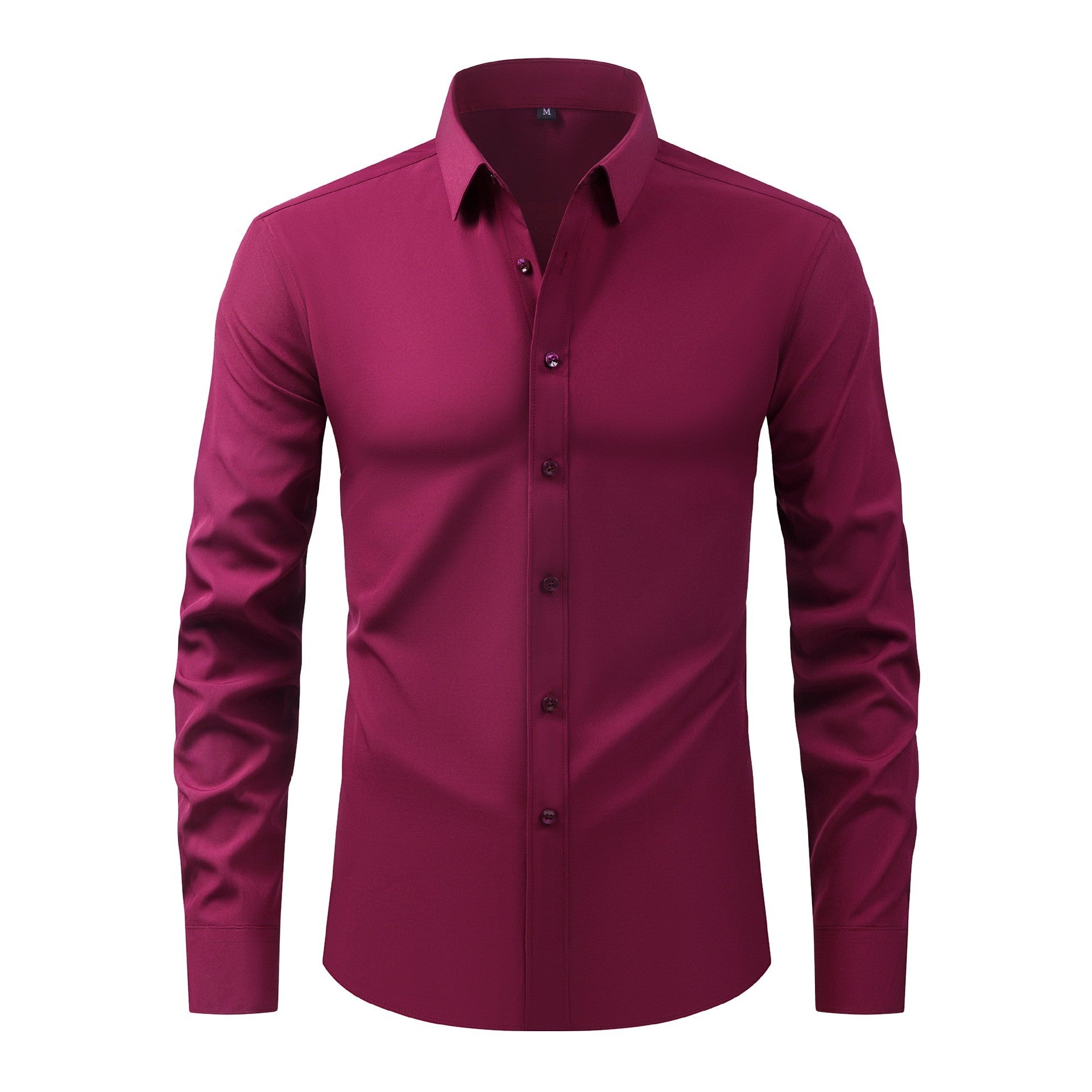 Full Elastic Force Natural Color Button Men’s Plus Size Shirt