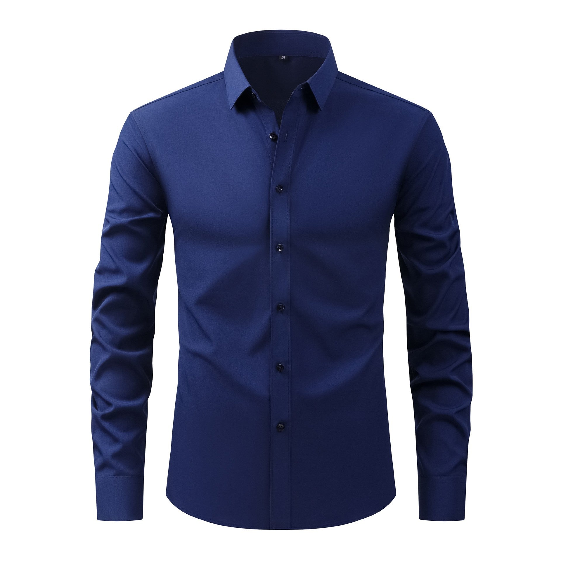 Full Elastic Force Natural Color Button Men’s Plus Size Shirt