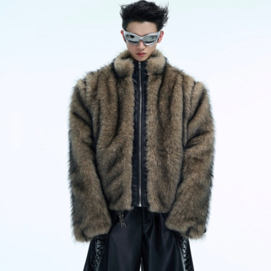 Fur-Stitched Coat – Unique Streetwear | same ANTHEM. - Coat