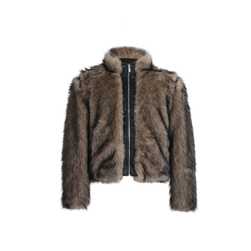 Fur-Stitched Coat – Unique Streetwear | same ANTHEM. - Camel Camel / L - Coat