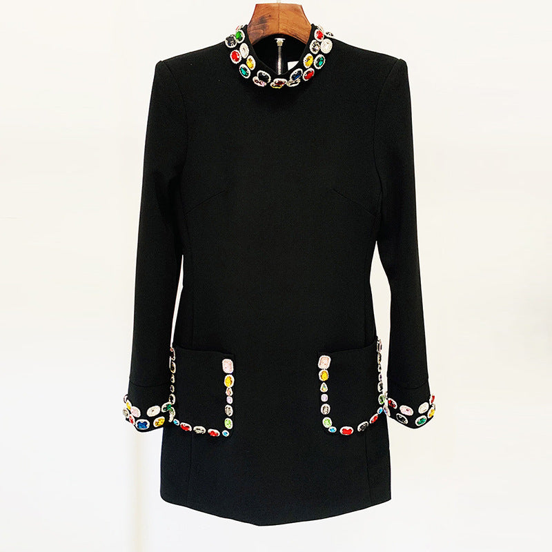 Gemstone Long Sleeved Dress | same ANTHEM. - black / S