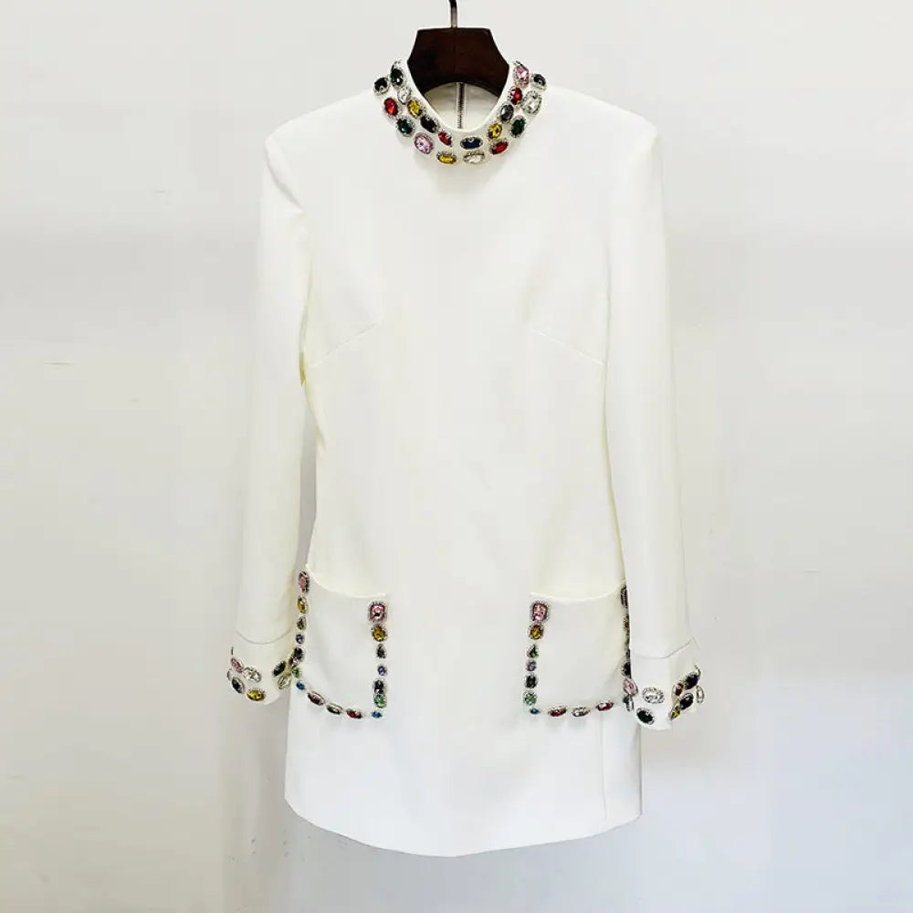 Gemstone Long Sleeved Dress | same ANTHEM. - white / S