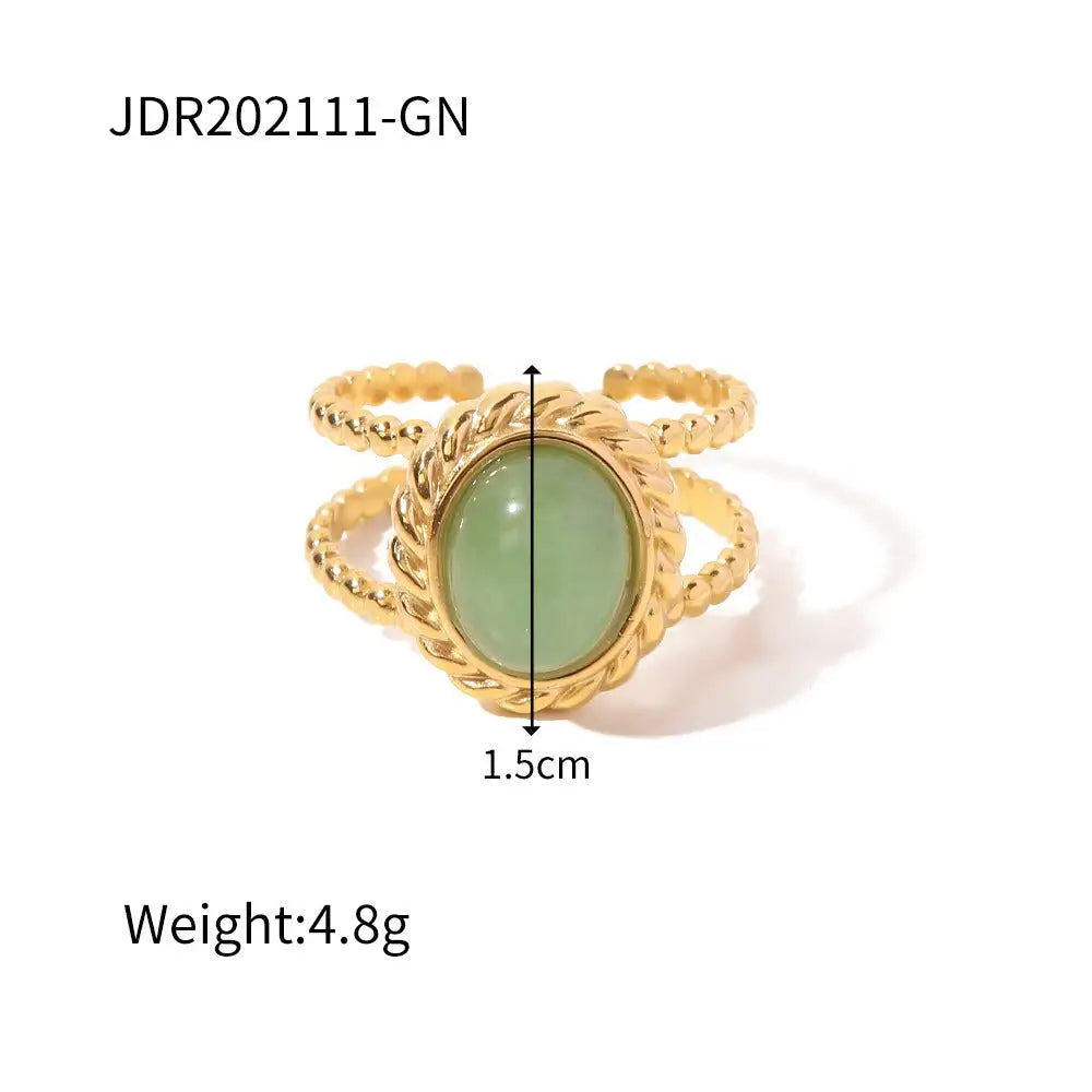 Gemstone Style Titanium Steel Ring – Women’s Statement Jewellery | same ANTHEM - JDR202111-GN