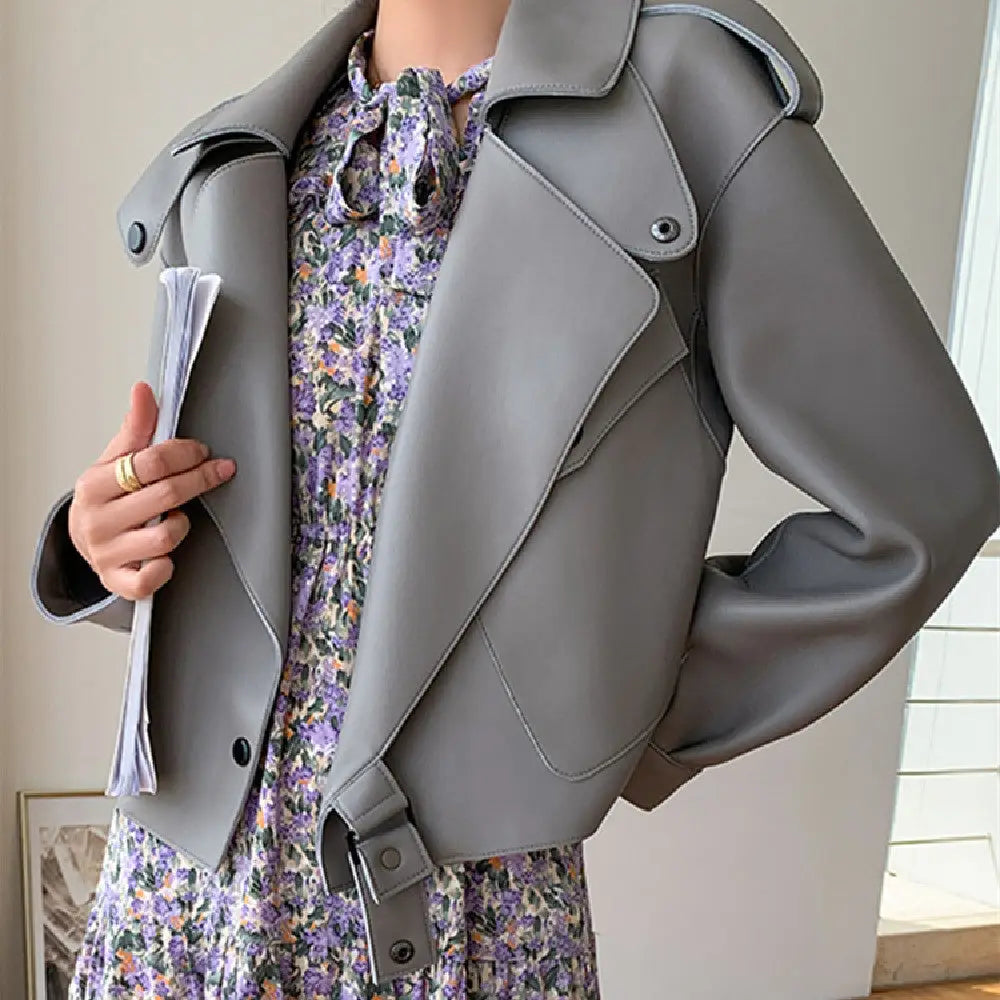 New Genuine Leather Clothes Women’s Jacket Sheepskin Loose-fitting Short Coat - Bag