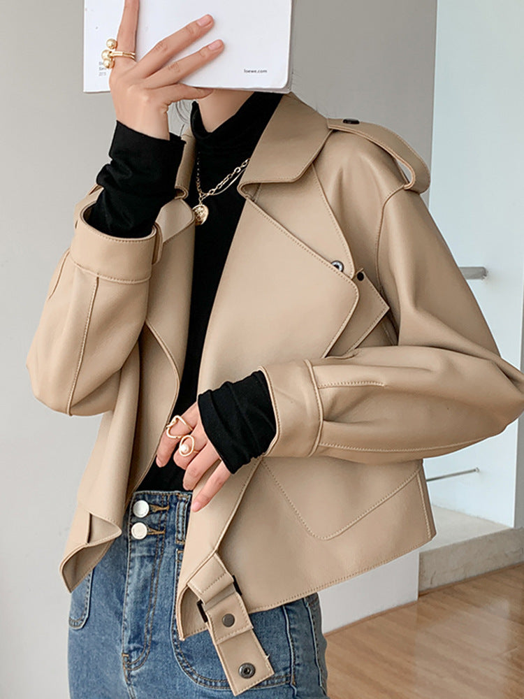 New Genuine Leather Clothes Women’s Jacket Sheepskin Loose-fitting Short Coat - Bag