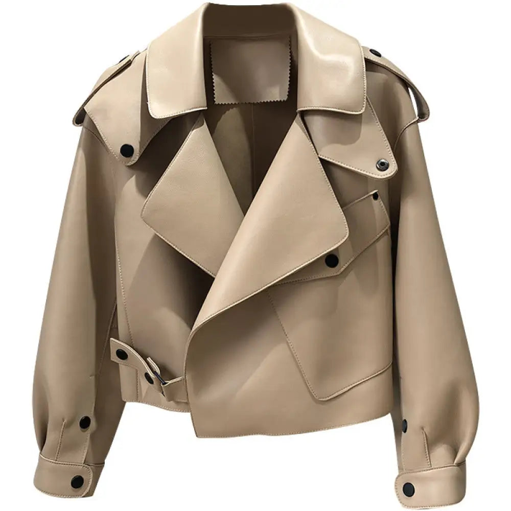 New Genuine Leather Clothes Women’s Jacket Sheepskin Loose-fitting Short Coat - Bag