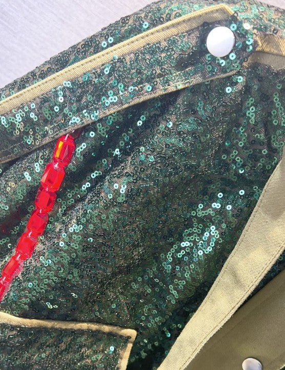 Glitter Sequined Bomber Coat | same ANTHEM® - green / only size