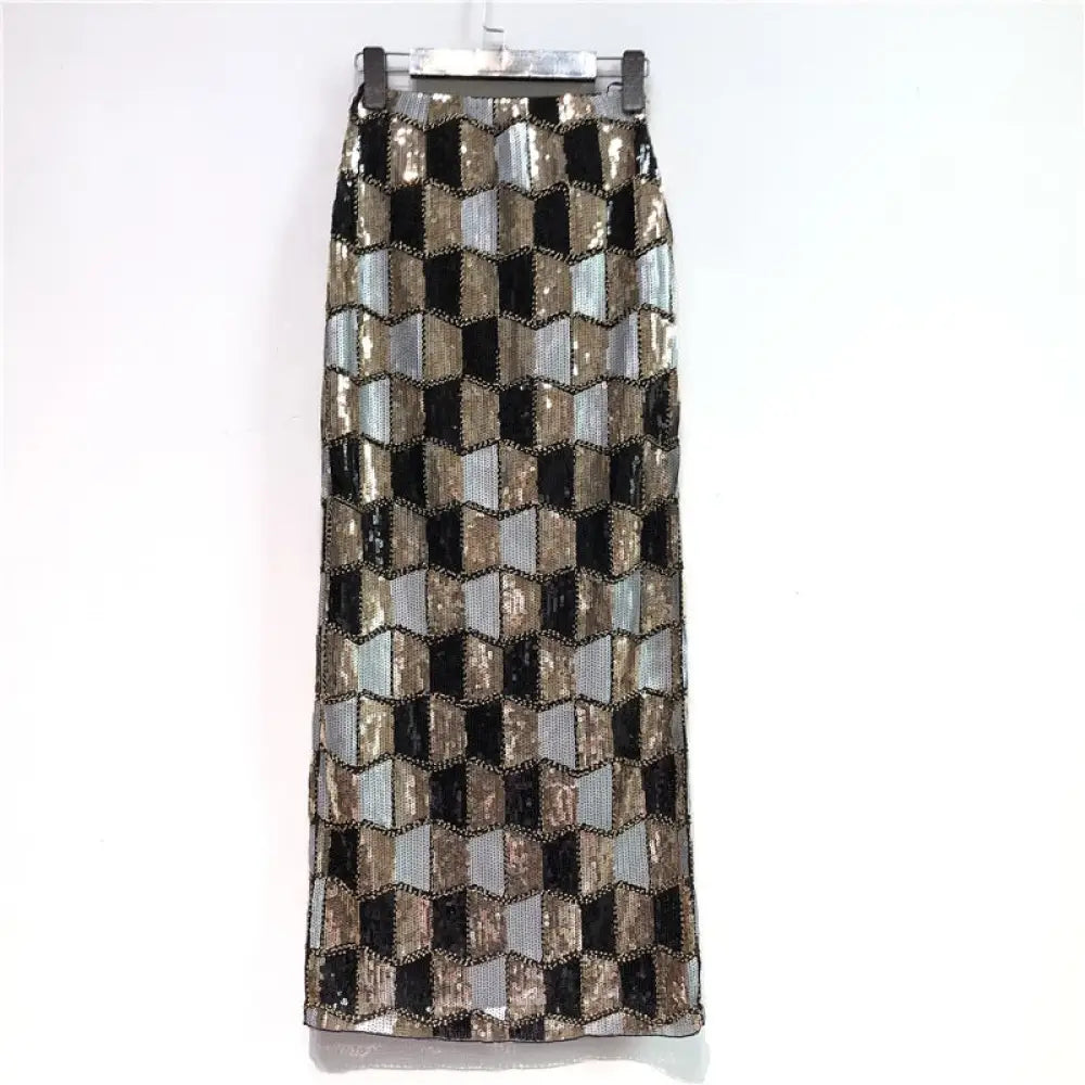 Gold Sequin Boho Pencil Skirt – Soulmate Style | same ANTHEM - arrow design / One Size
