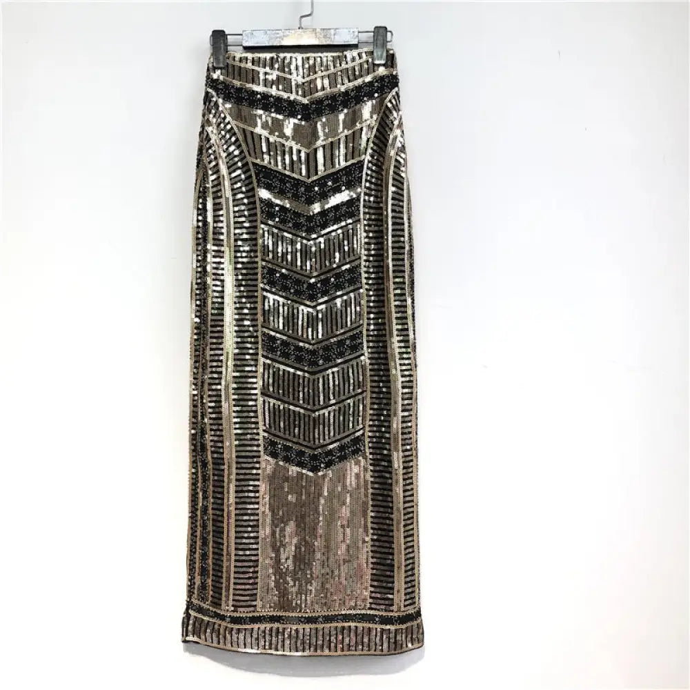 Gold Sequin Boho Pencil Skirt – Soulmate Style | same ANTHEM - arrow design / One Size