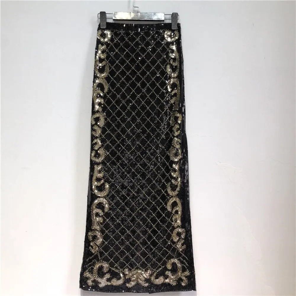 Gold Sequin Boho Pencil Skirt – Soulmate Style | same ANTHEM - arrow design / One Size