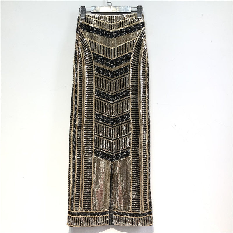 Gold Sequin Boho Pencil Skirt – Soulmate Style | same ANTHEM - arrow design / One Size