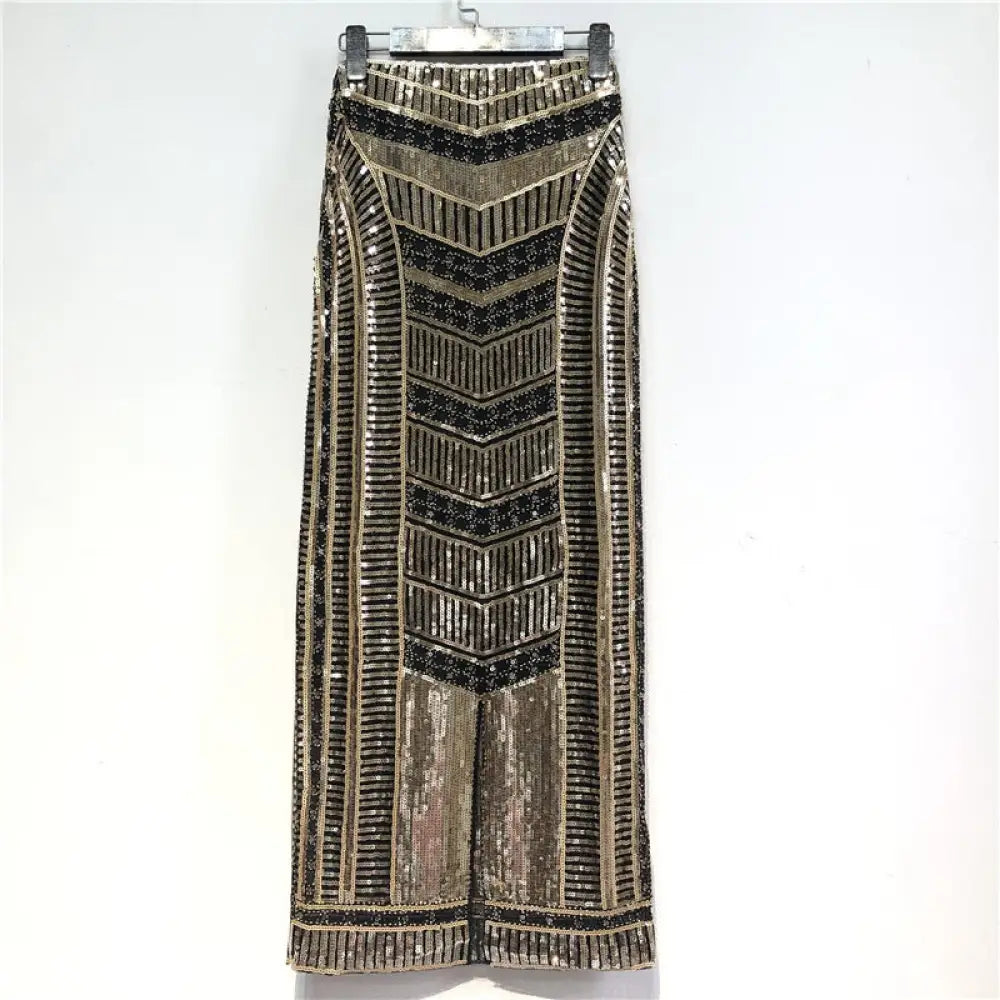 Gold Sequin Boho Pencil Skirt – Soulmate Style | same ANTHEM - arrow design / One Size