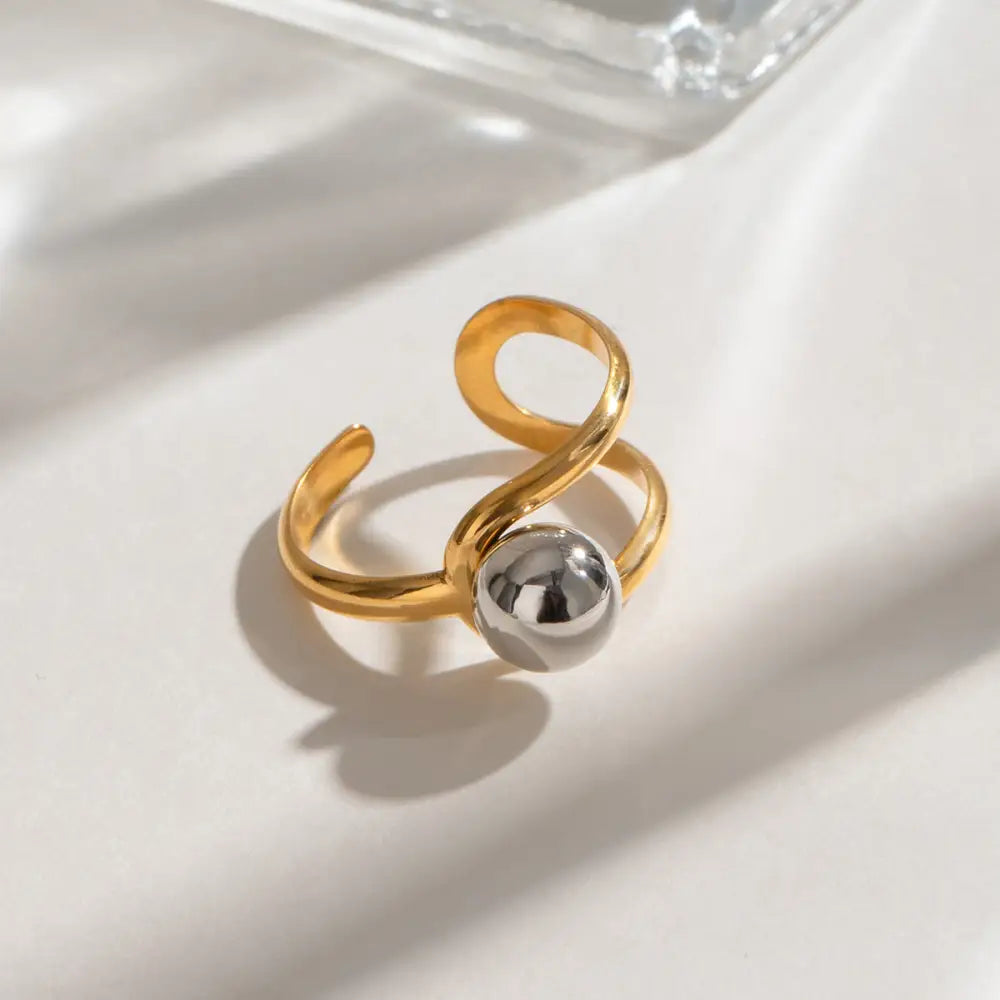 Gold & Silver Matching Line Ring | Minimalist Soulmate Jewelry | Same Anthem - JDRW2411004PS