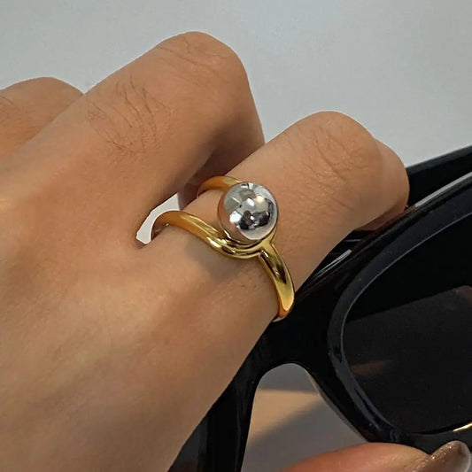 Gold & Silver Matching Line Ring | Minimalist Soulmate Jewelry | Same Anthem - JDRW2411004PS
