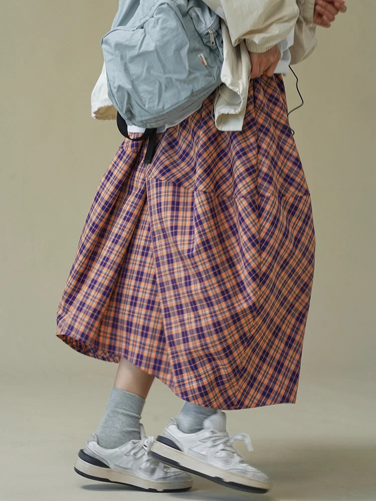Gray Plaid Flower Bud Skirt – same ANTHEM | Vintage Soulmate Wear for Friends & Lovers Fashion Tide New Spring Autumn