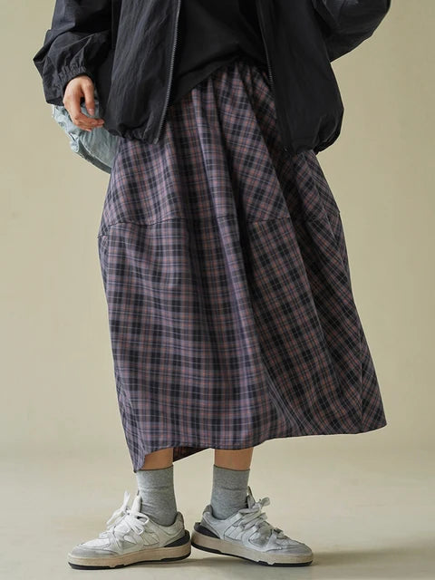 Gray Plaid Flower Bud Skirt – same ANTHEM | Vintage Soulmate Wear for Friends & Lovers Fashion Tide New Spring Autumn