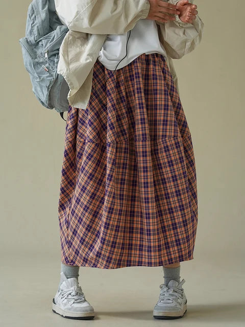 Gray Plaid Flower Bud Skirt – same ANTHEM | Vintage Soulmate Wear for Friends & Lovers Fashion Tide New Spring Autumn