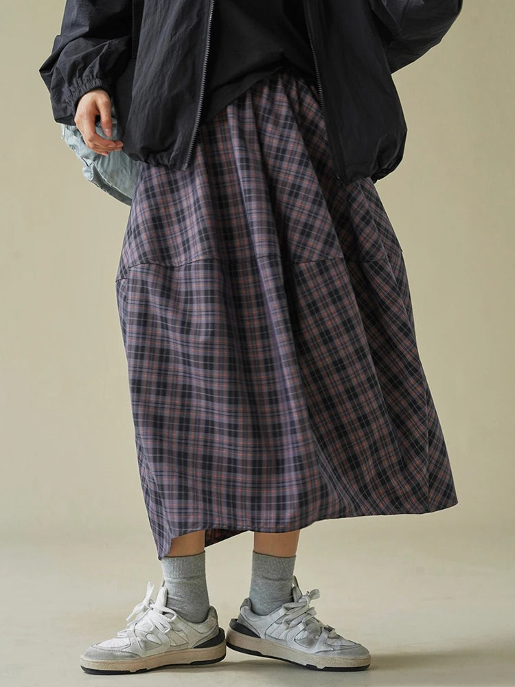Gray Plaid Flower Bud Skirt – same ANTHEM | Vintage Soulmate Wear for Friends & Lovers Fashion Tide New Spring Autumn
