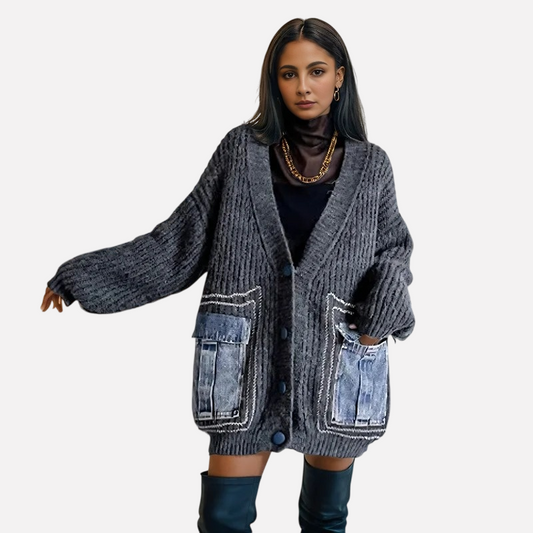 Gray V-Neck Cardigan – dreamy soulmate streetwear | same ANTHEM. - Gray / One Size