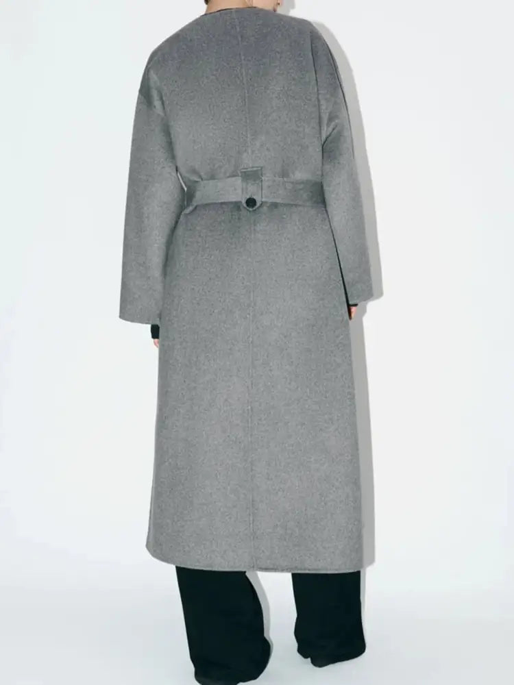 Grey Wool Blend Belted Coat | same ANTHEM®