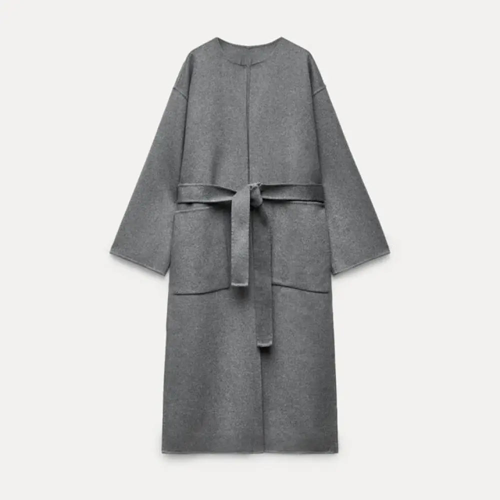 Grey Wool Blend Belted Coat | same ANTHEM® - Grey / S