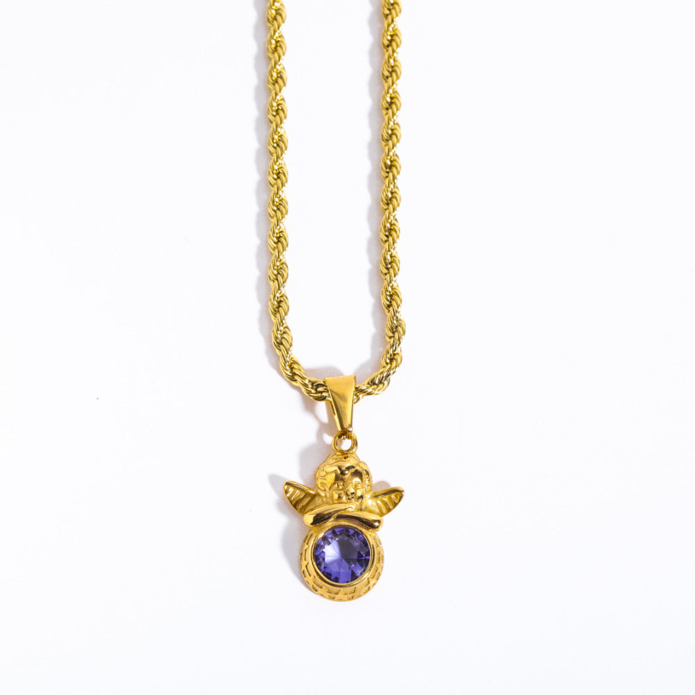 Guardian Angel Necklace | Boho Chic Lovers Pendant | same ANTHEM - 2 Month Purple