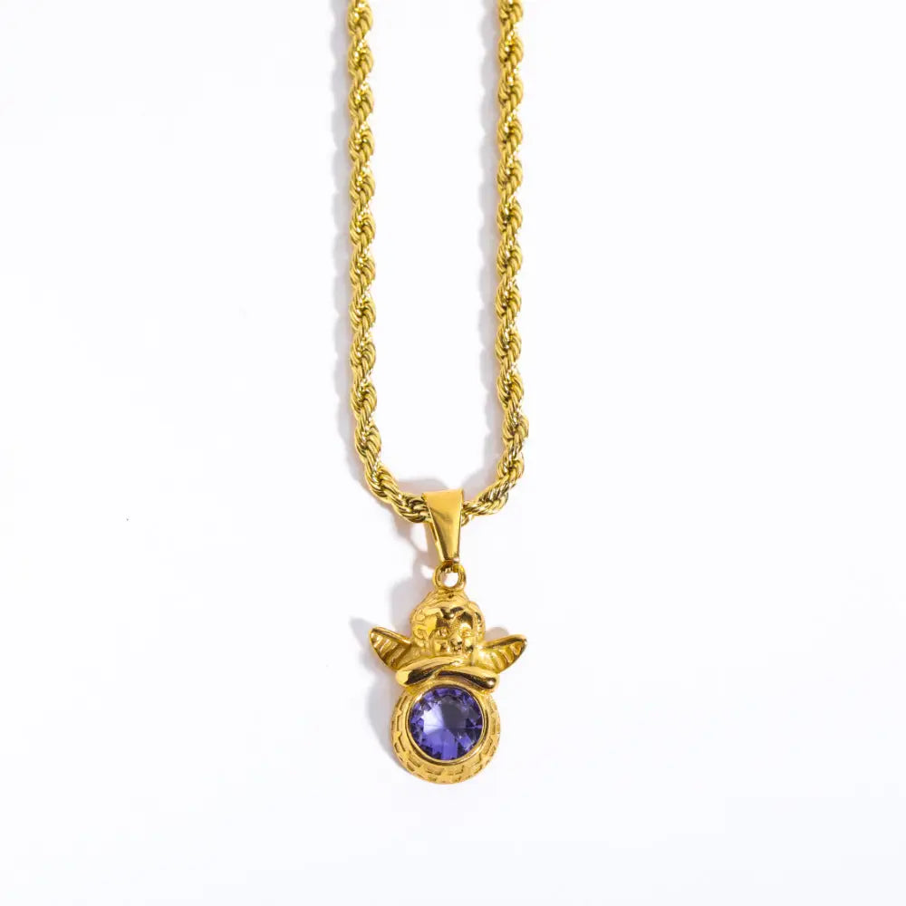 Guardian Angel Necklace | Boho Chic Lovers Pendant | same ANTHEM - 2 Month Purple