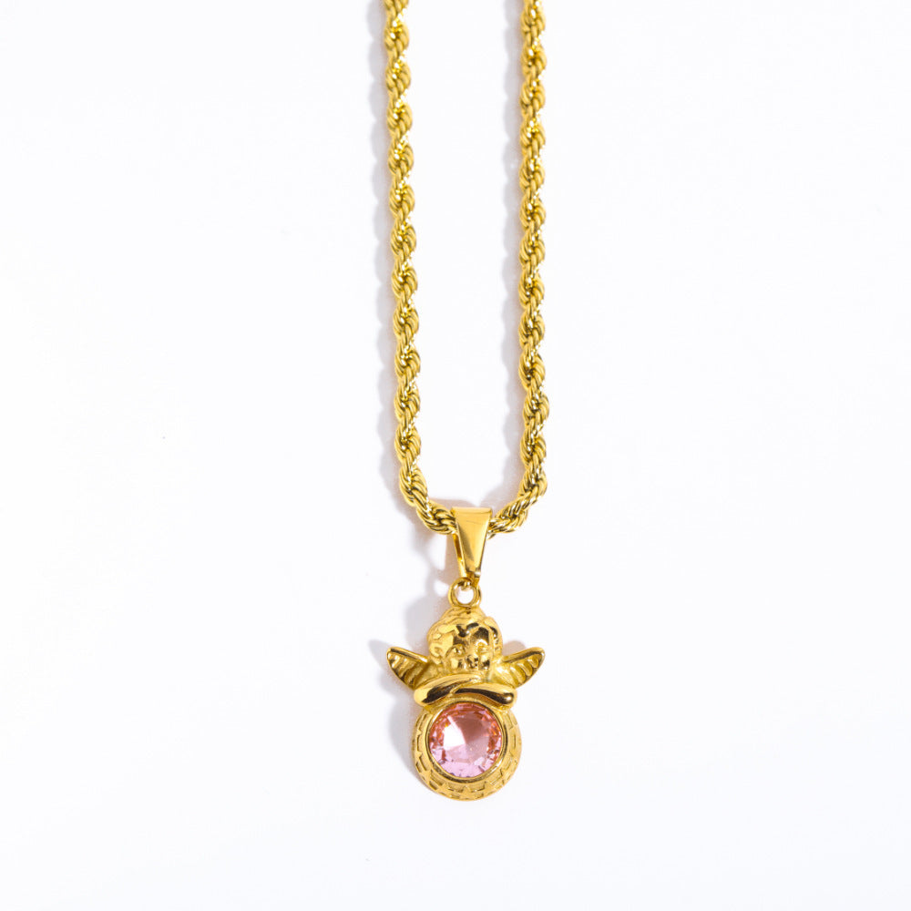 Guardian Angel Necklace | Boho Chic Lovers Pendant | same ANTHEM - October Pink