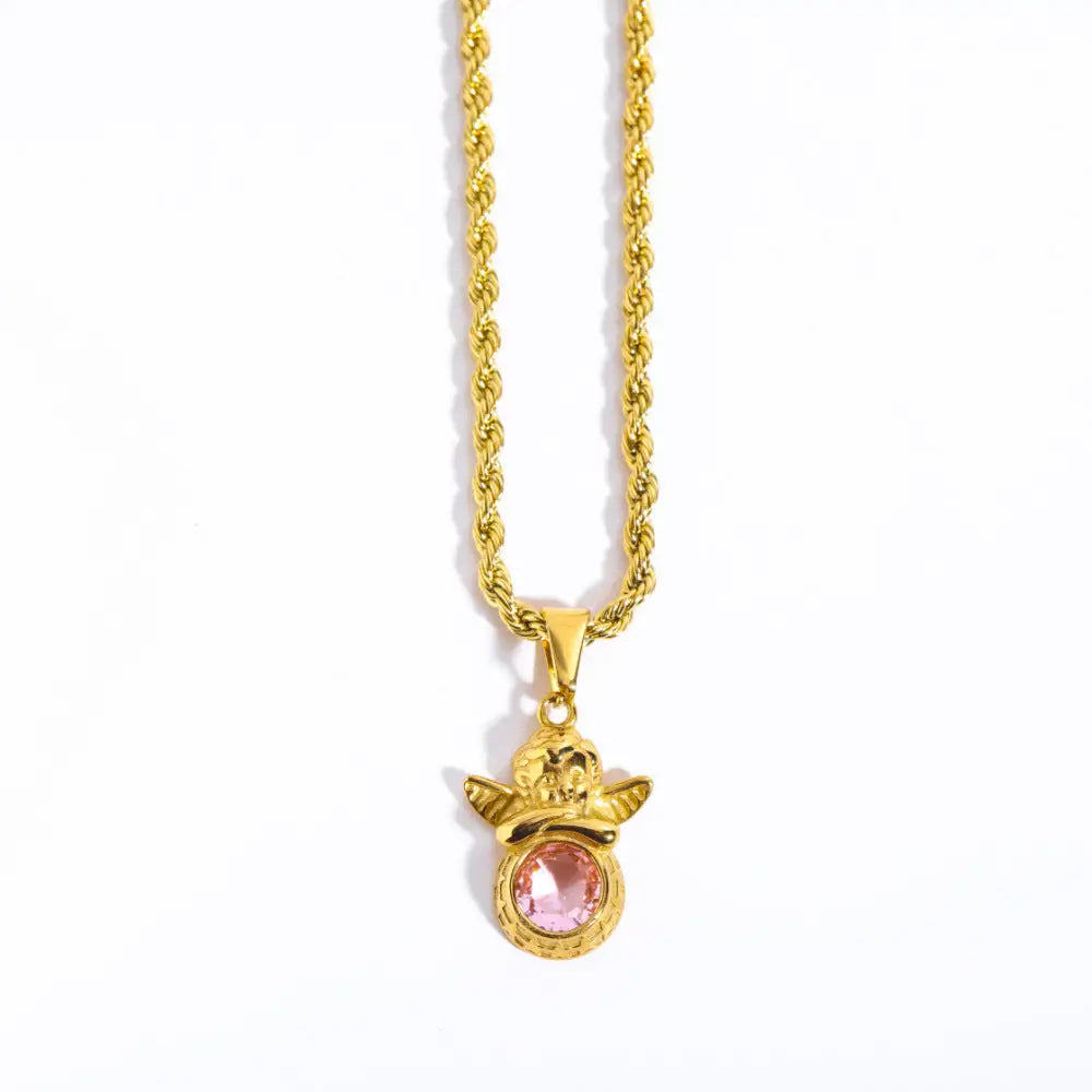 Guardian Angel Necklace | Boho Chic Lovers Pendant | same ANTHEM - October Pink