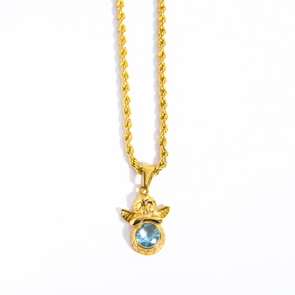 Guardian Angel Necklace | Boho Chic Lovers Pendant | same ANTHEM - 3 Months Light Blue