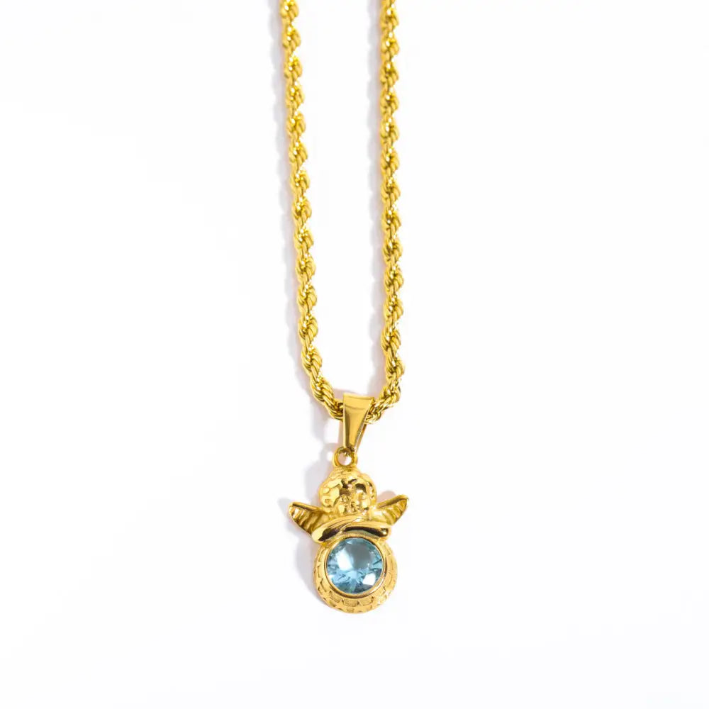 Guardian Angel Necklace | Boho Chic Lovers Pendant | same ANTHEM - 3 Months Light Blue
