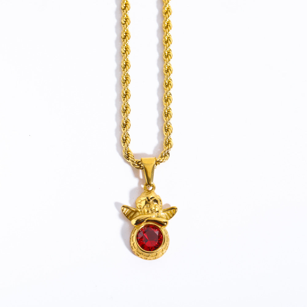 Guardian Angel Necklace | Boho Chic Lovers Pendant | same ANTHEM - January Stone Red
