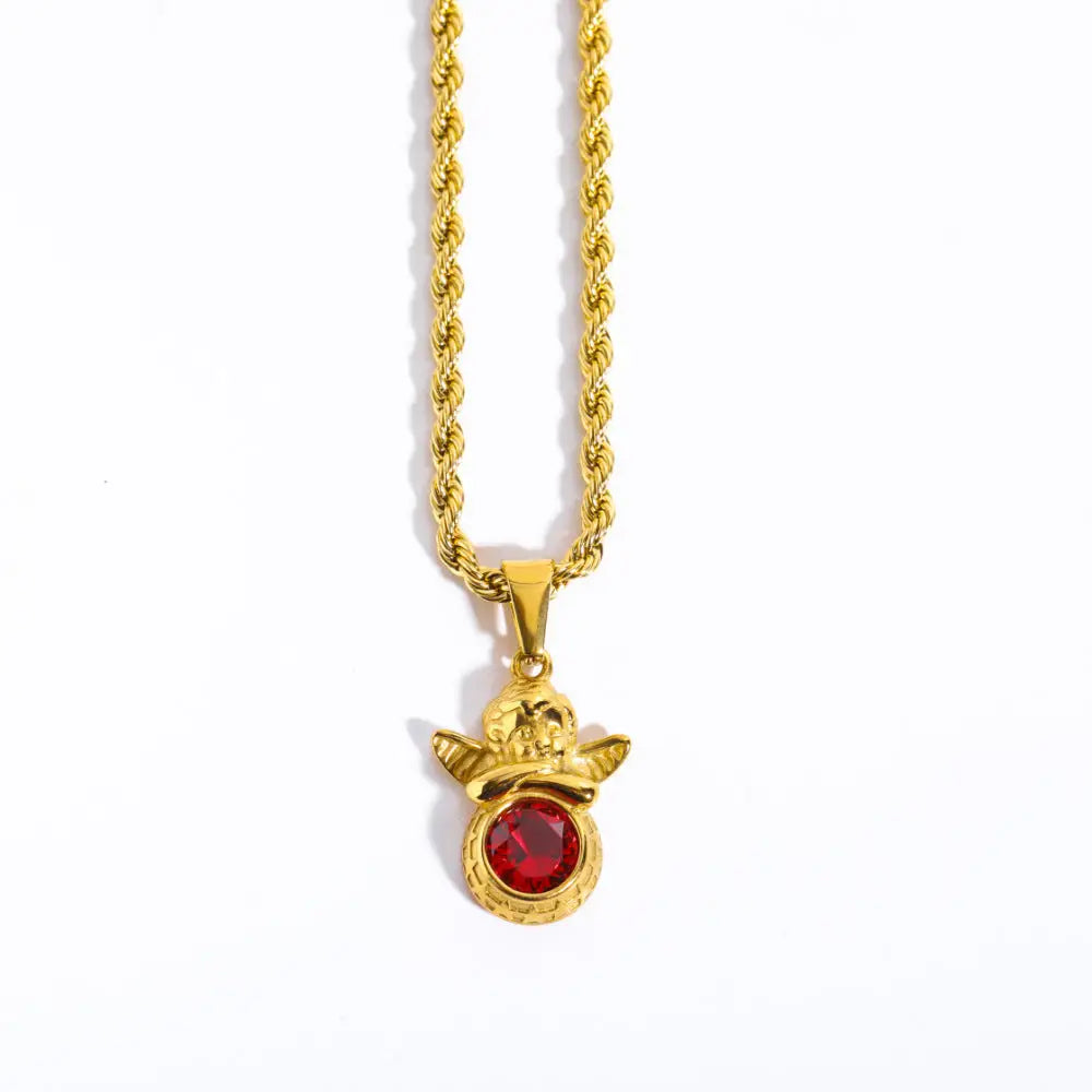 Guardian Angel Necklace | Boho Chic Lovers Pendant | same ANTHEM - January Stone Red