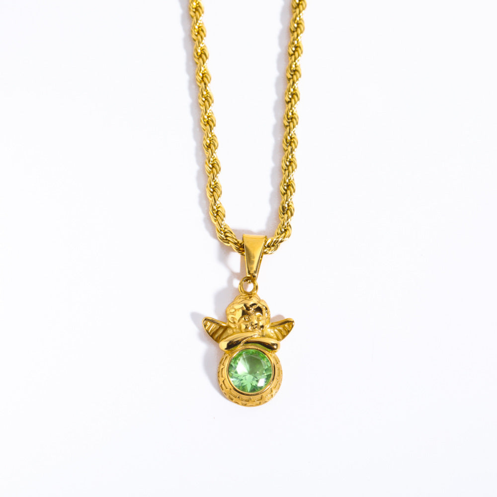 Guardian Angel Necklace | Boho Chic Lovers Pendant | same ANTHEM - 8 Months Olive Green