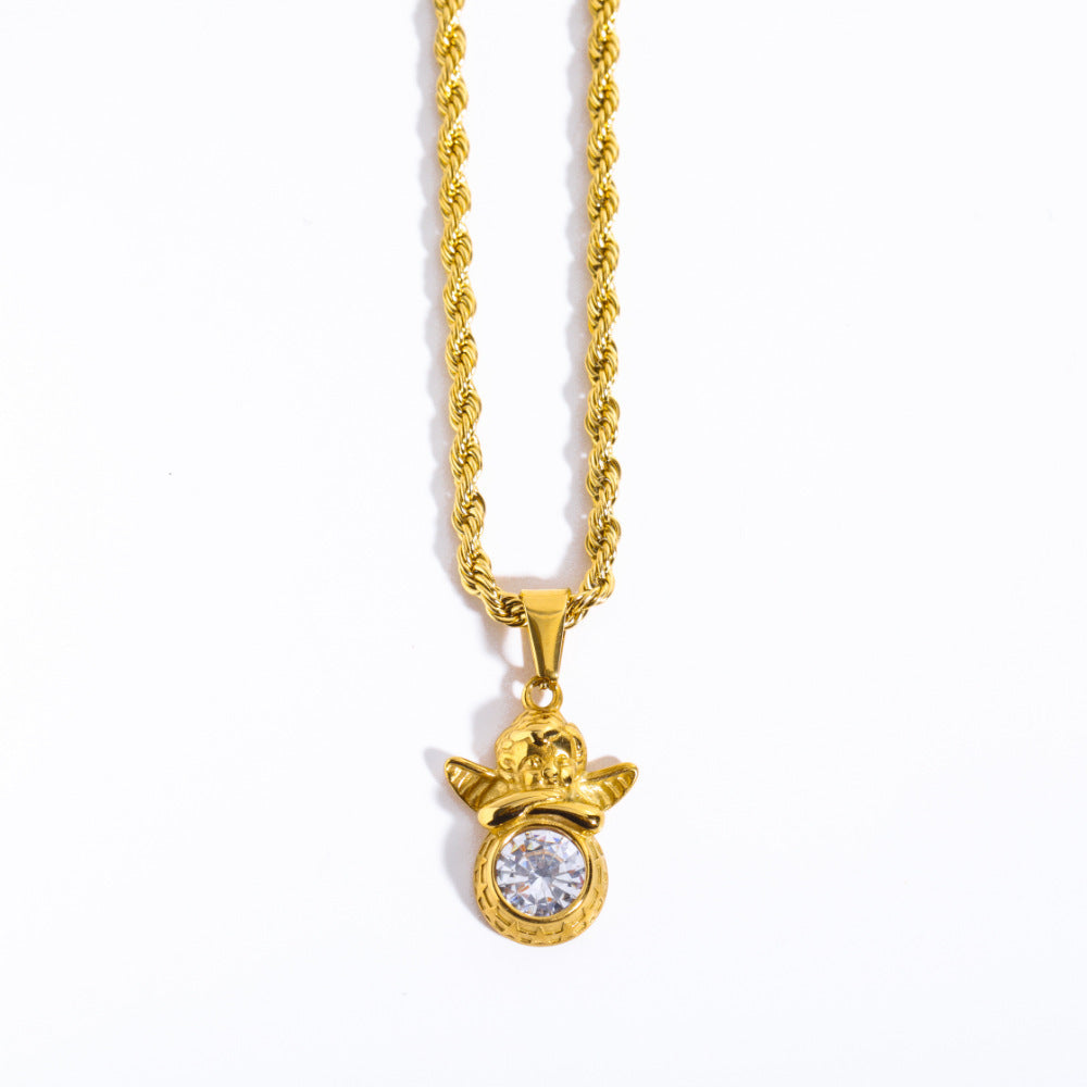 Guardian Angel Necklace | Boho Chic Lovers Pendant | same ANTHEM - April White Transparent