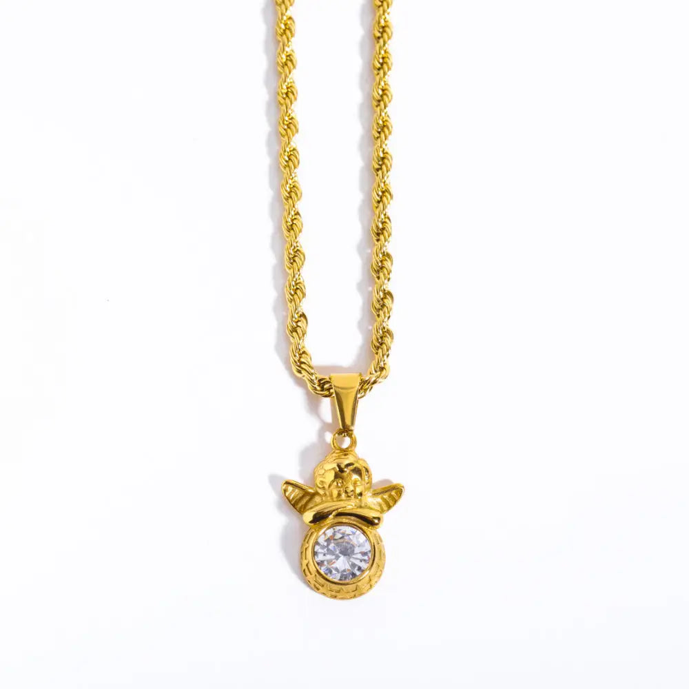 Guardian Angel Necklace | Boho Chic Lovers Pendant | same ANTHEM - April White Transparent