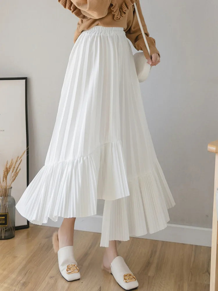 Half Length Irregular Pleated Cake Skirt – French Romantic Chic | same ANTHEM