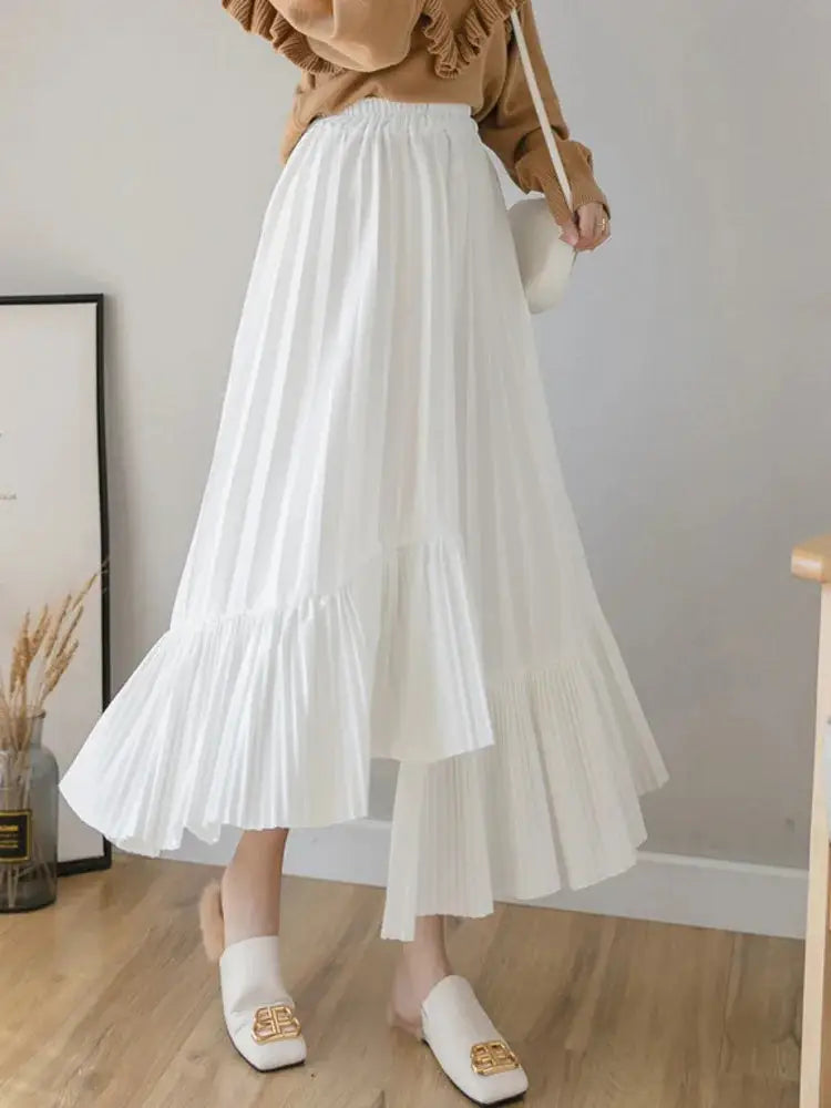 Half Length Irregular Pleated Cake Skirt – French Romantic Chic | same ANTHEM