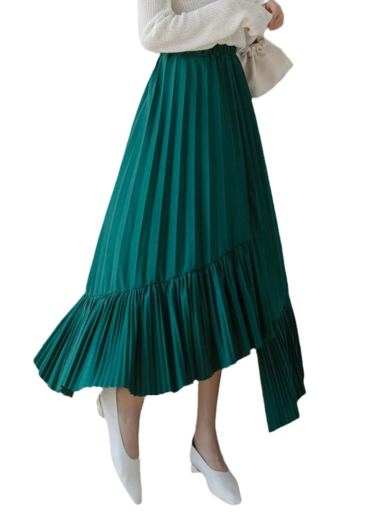 Half Length Irregular Pleated Cake Skirt – French Romantic Chic | same ANTHEM