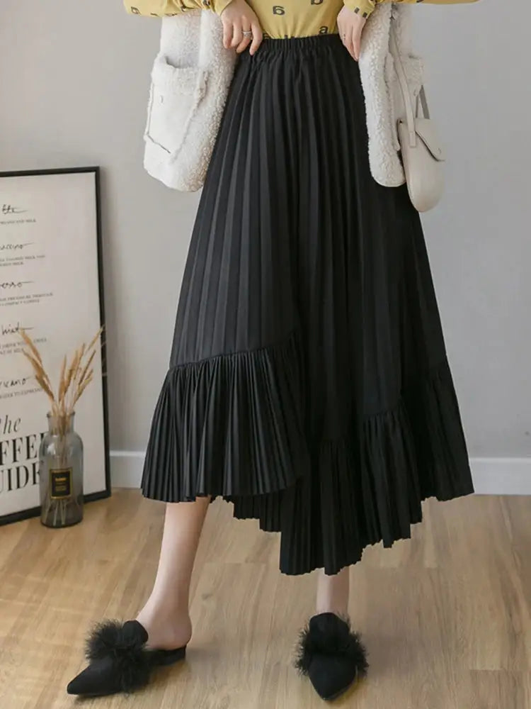 Half Length Irregular Pleated Cake Skirt – French Romantic Chic | same ANTHEM