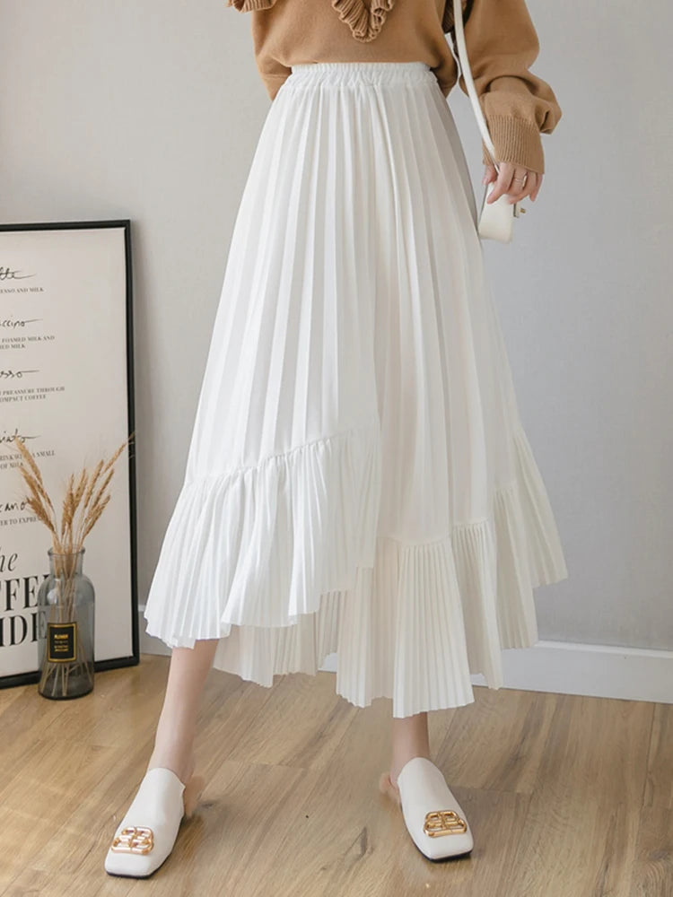 Half Length Irregular Pleated Cake Skirt – French Romantic Chic | same ANTHEM