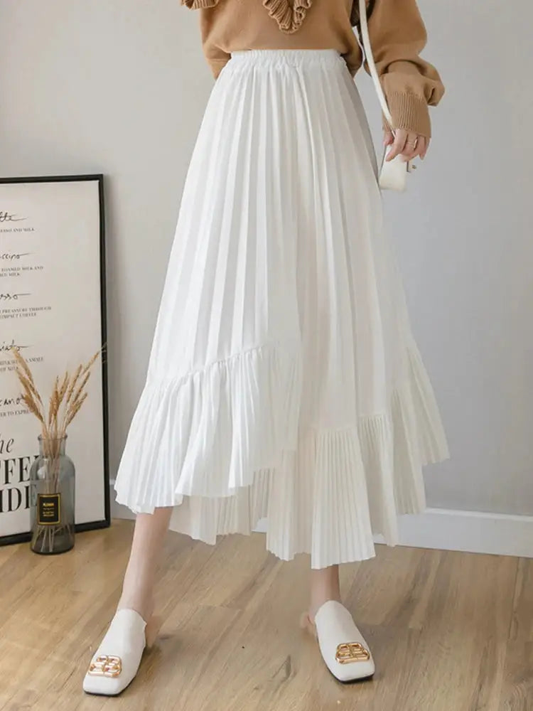 Half Length Irregular Pleated Cake Skirt – French Romantic Chic | same ANTHEM