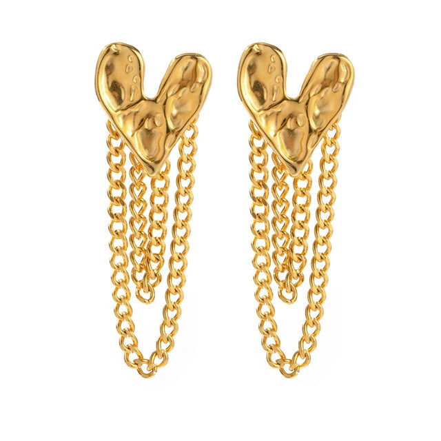 Hammer Heart Tassel Stud Earrings – same ANTHEM. Korean Fashion Jewelry for Soulmates - JDEW2306010