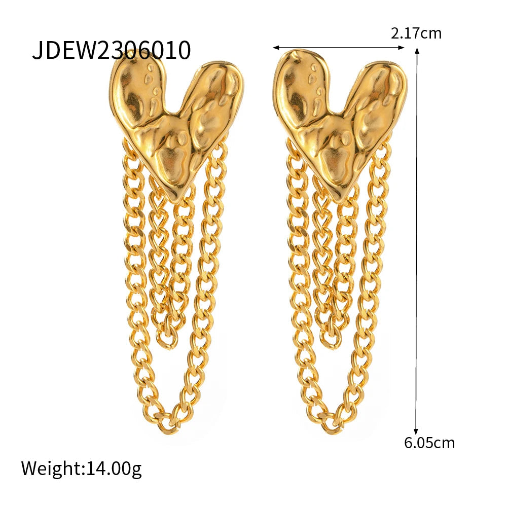 Hammer Heart Tassel Stud Earrings – same ANTHEM. Korean Fashion Jewelry for Soulmates - JDEW2306010