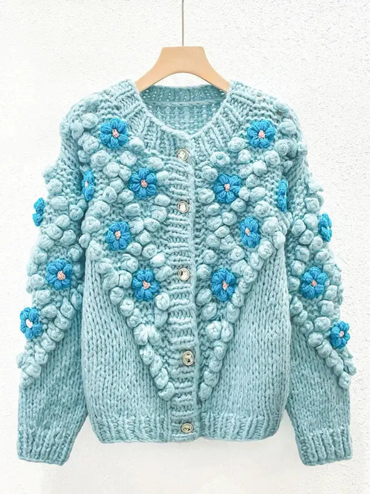 Handmade Flower Knit Cardigan – same ANTHEM | Dreamy Soulmate Streetwear