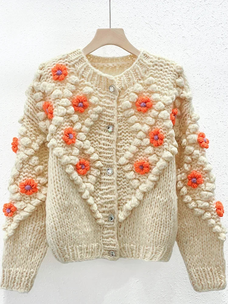 Handmade Flower Knit Cardigan – same ANTHEM | Dreamy Soulmate Streetwear