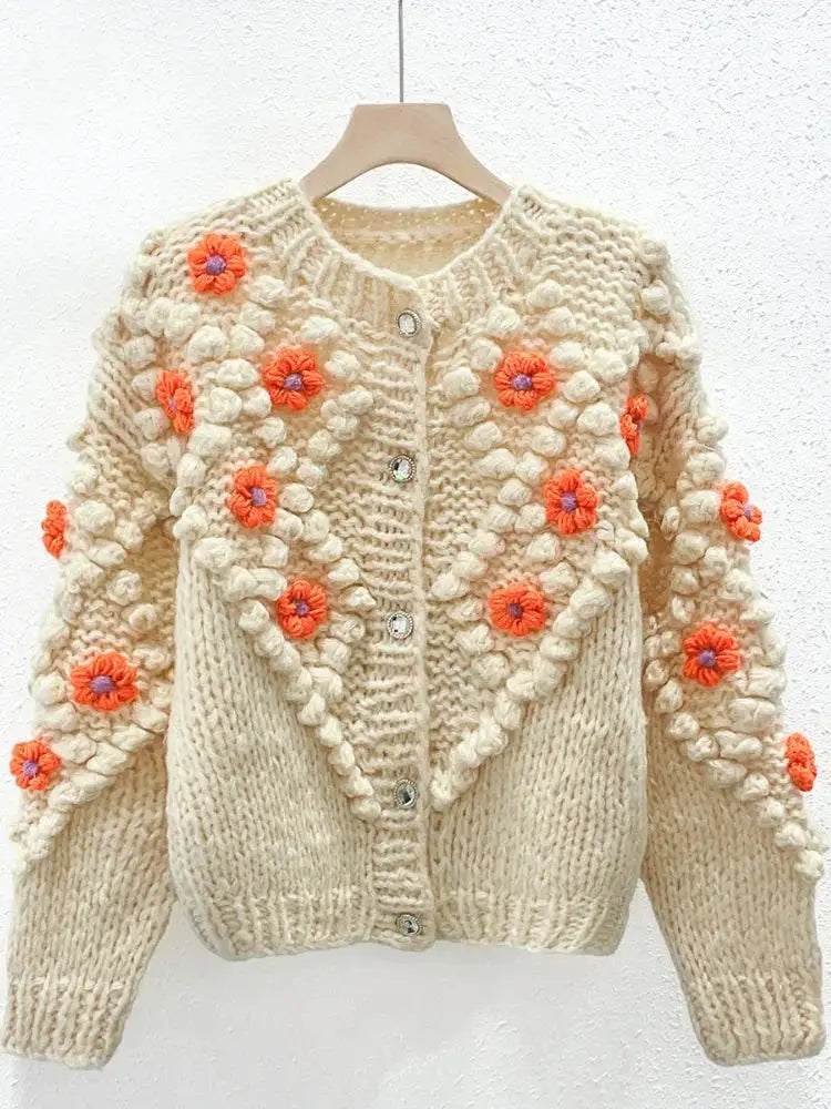 Handmade Flower Knit Cardigan – same ANTHEM | Dreamy Soulmate Streetwear