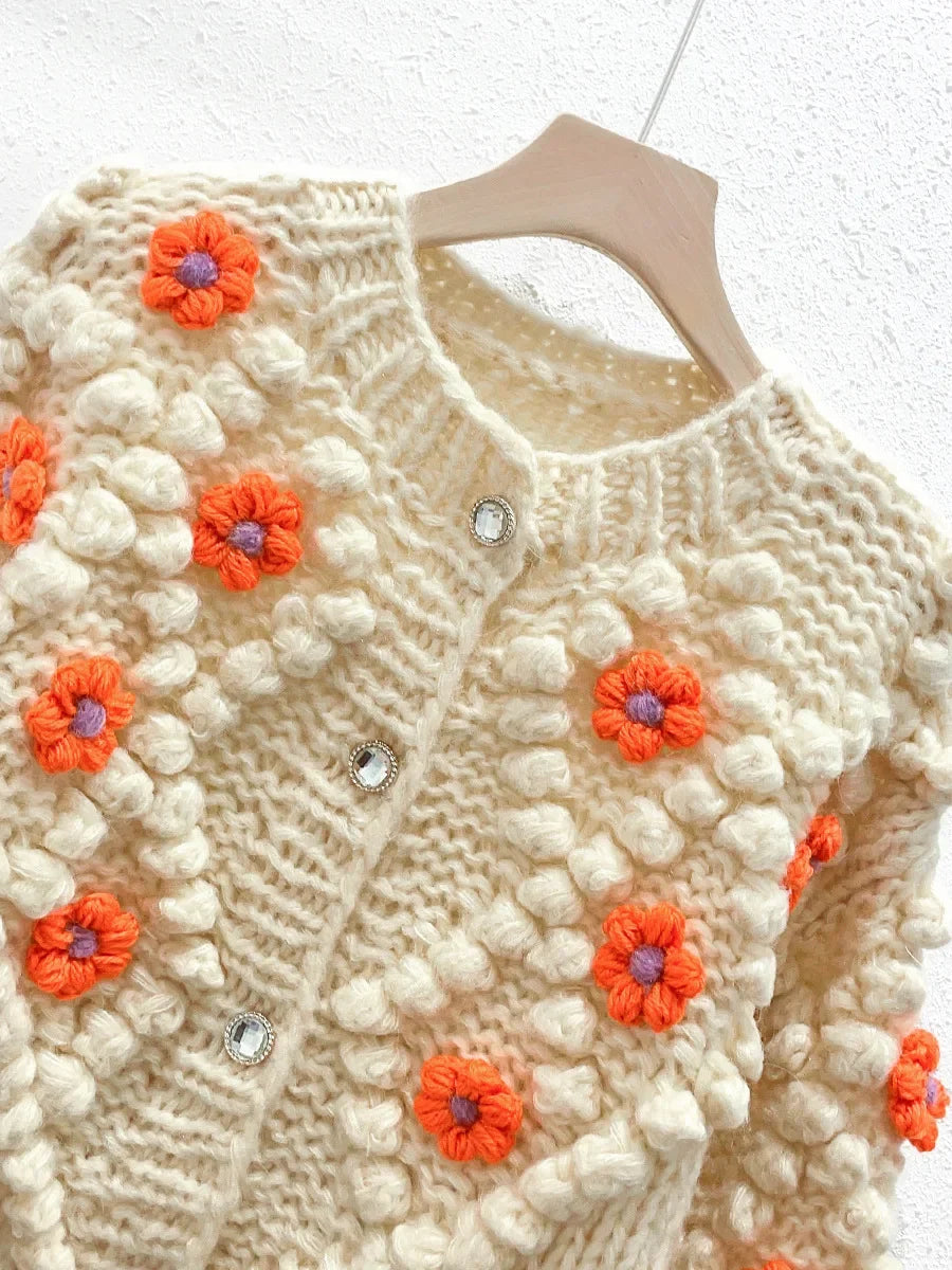 Handmade Flower Knit Cardigan – same ANTHEM | Dreamy Soulmate Streetwear